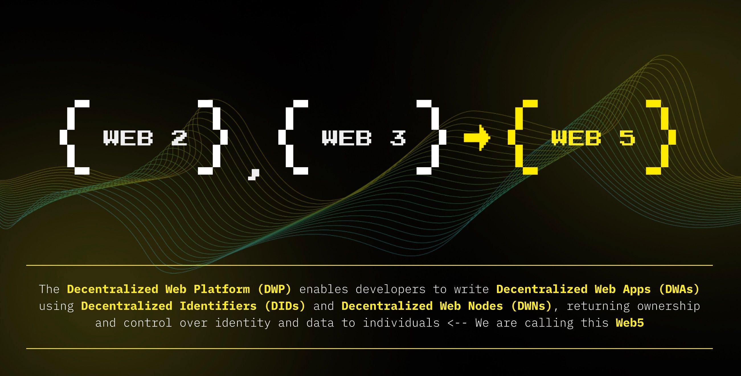 A slide from Web5 with big text: Web2, Web3, Web5.