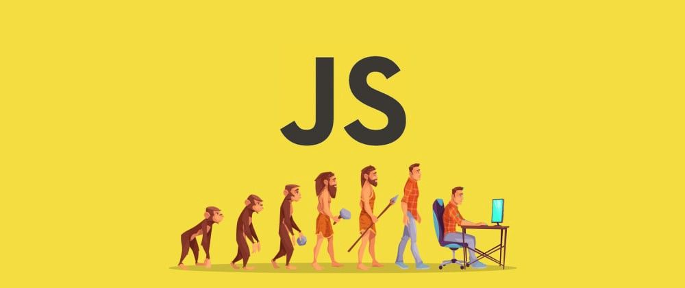 Human evolution banner (from ape to man in computer) with the word JS on top