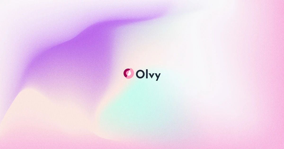 Olvy logo with mesh gradient background