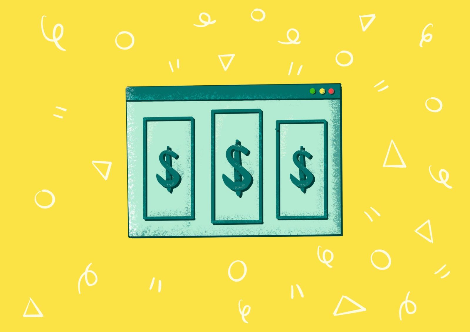 Illustration of a browser window made to look like dollar money