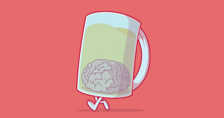 Brain in a pint glass with a handle