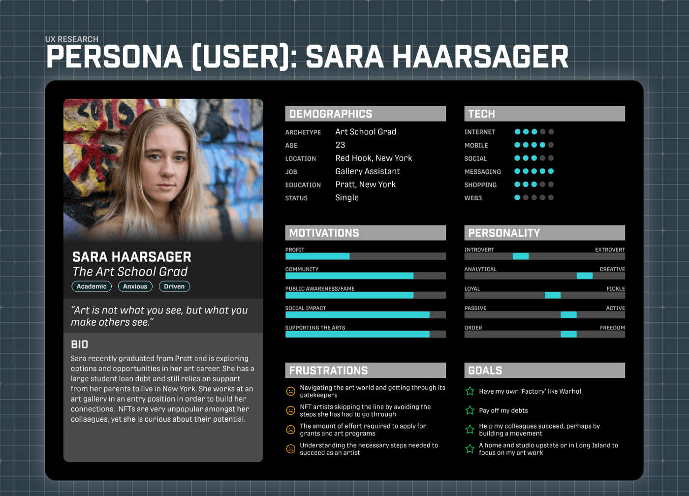 Detailed user persona called Sara Haarsager