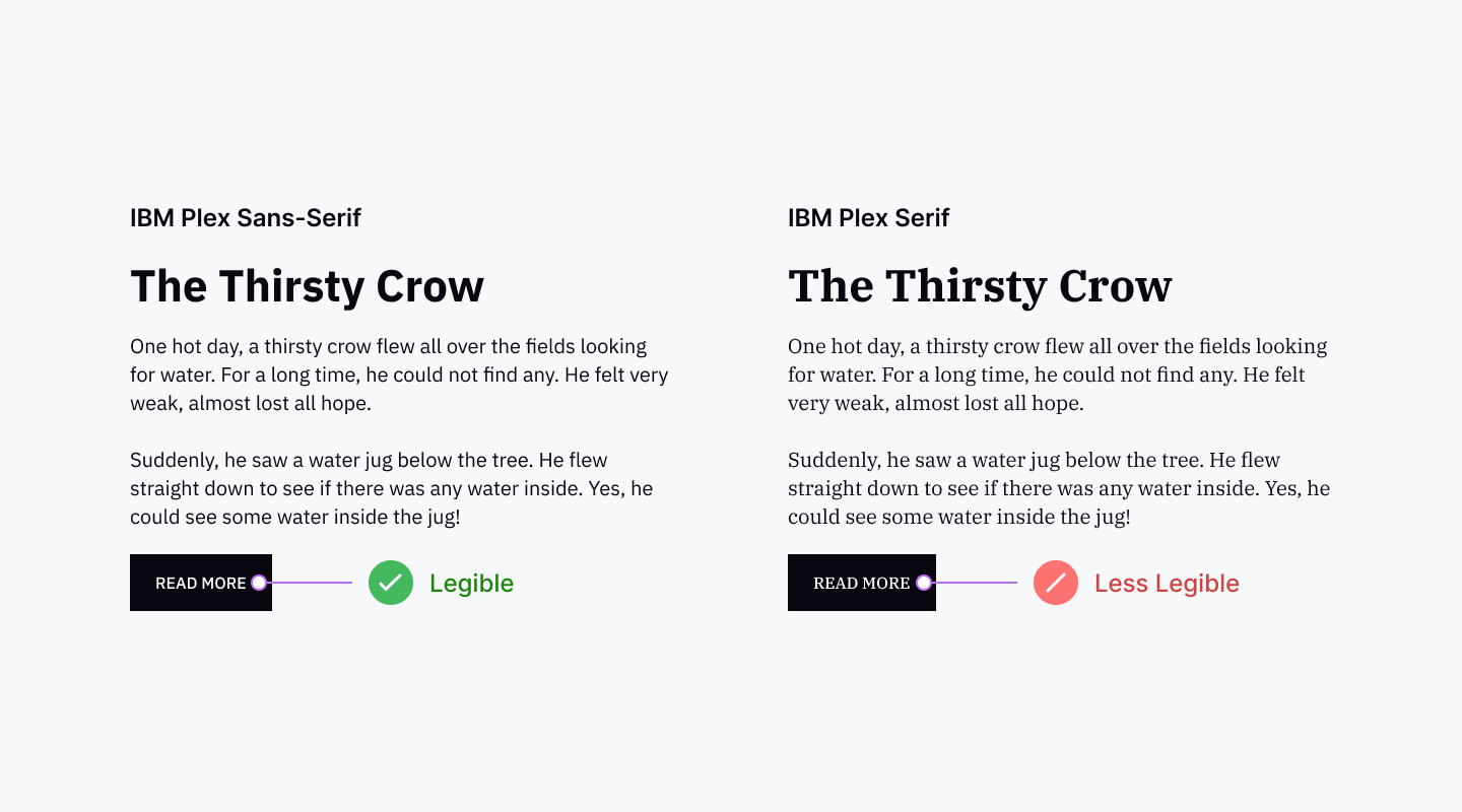 Sans-serif typeface is more legible at smaller sizes